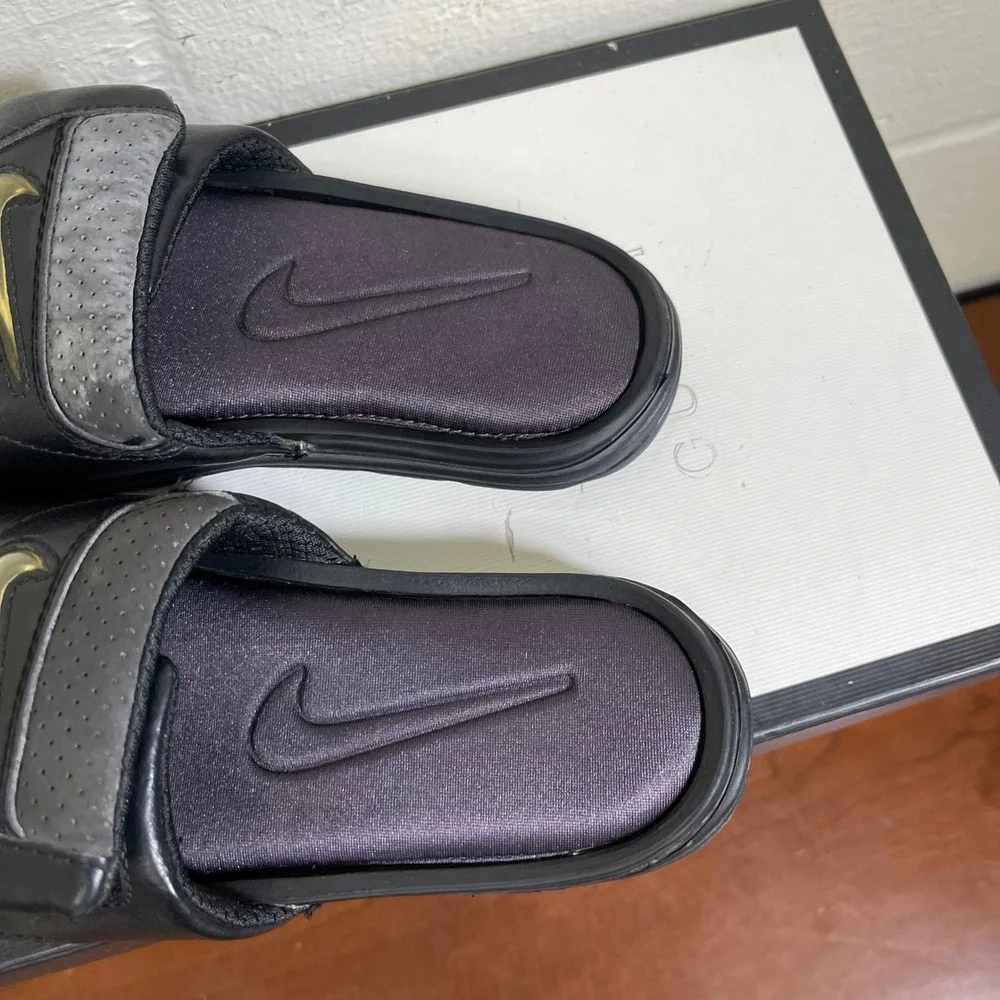 Nike Ultra Comfort 386626-061 Sandals Slides Black Slip‎ On Kids Size 2 Y
